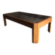 Coffee table in light wood and smoked glass, 1980s
