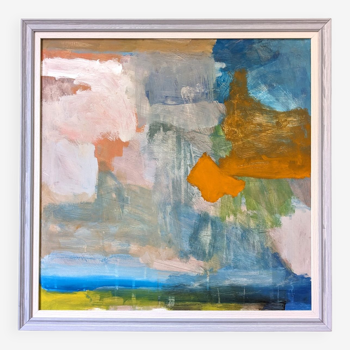 Contemporary "Summer Abstraction" Abstract Seascape by British Artist Ian Mood, Framed Oil Painting