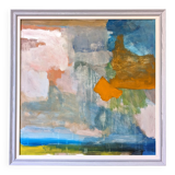 Contemporary "Summer Abstraction" Abstract Seascape by British Artist Ian Mood, Framed Oil Painting