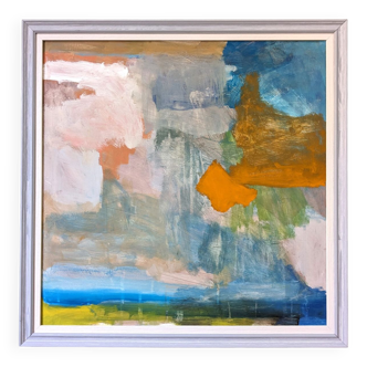 Contemporary "Summer Abstraction" Abstract Seascape by British Artist Ian Mood, Framed Oil Painting