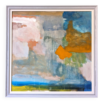Paysage marin abstrait contemporain « Summer Abstraction » par l’artiste britannique Ian Mood, peinture à l’huile encadrée