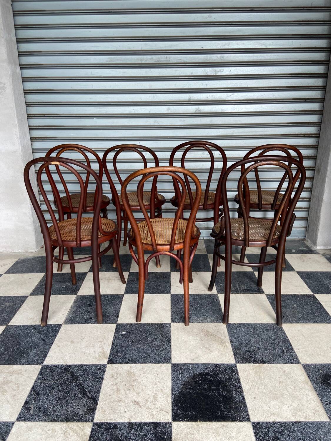 Set of 7 Thonet bistro chairs