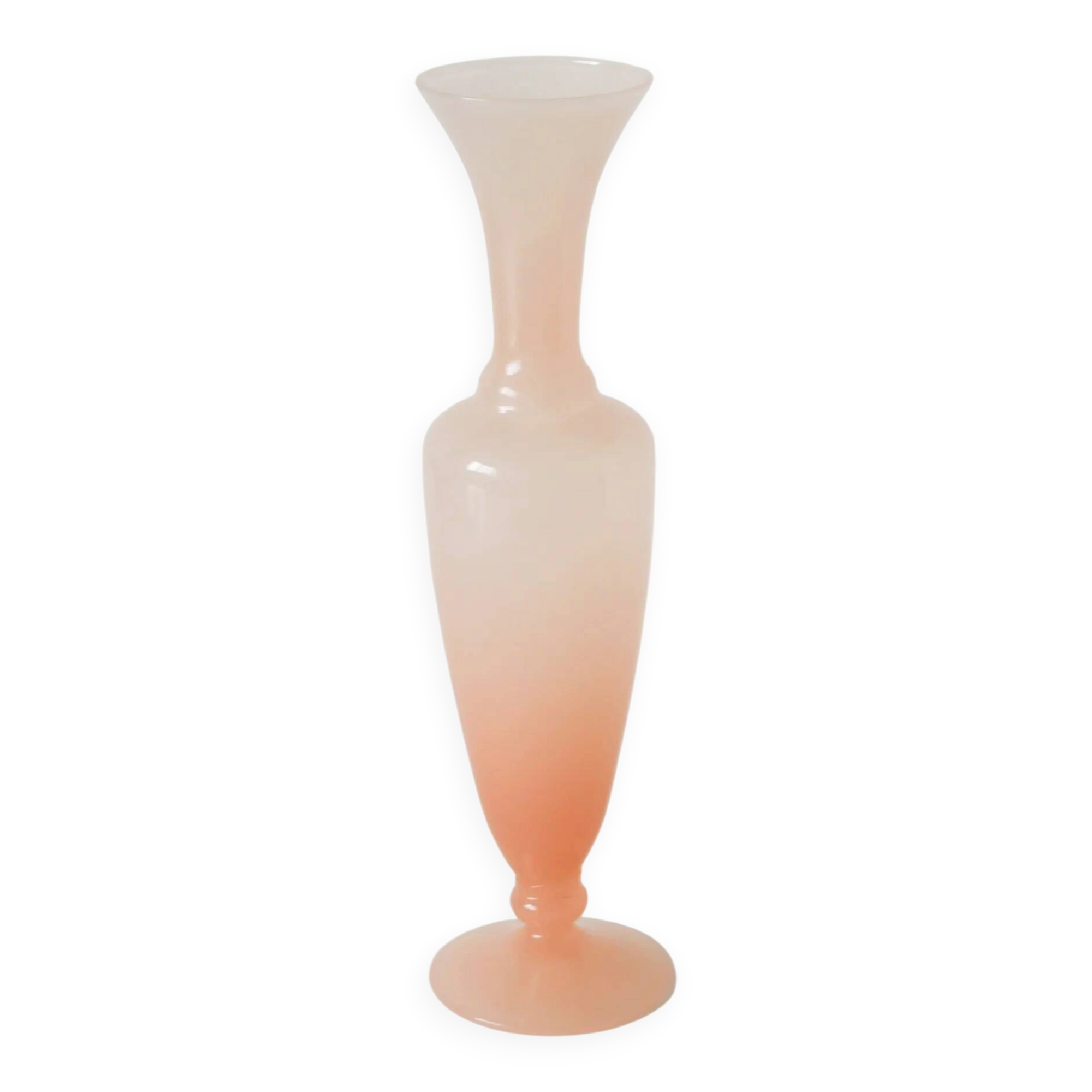 Opaline vase, pale pink, 1970 - 26.5 x 7 cm