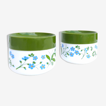 Deux pots opaline made in Italy décor fleurs