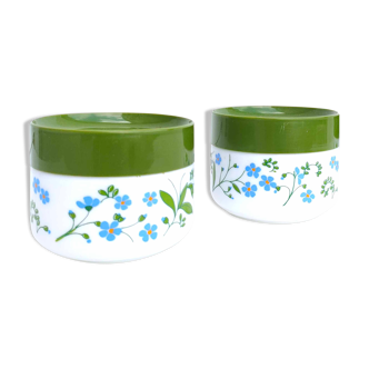 Two opaline pots made in Italy decoration flowers