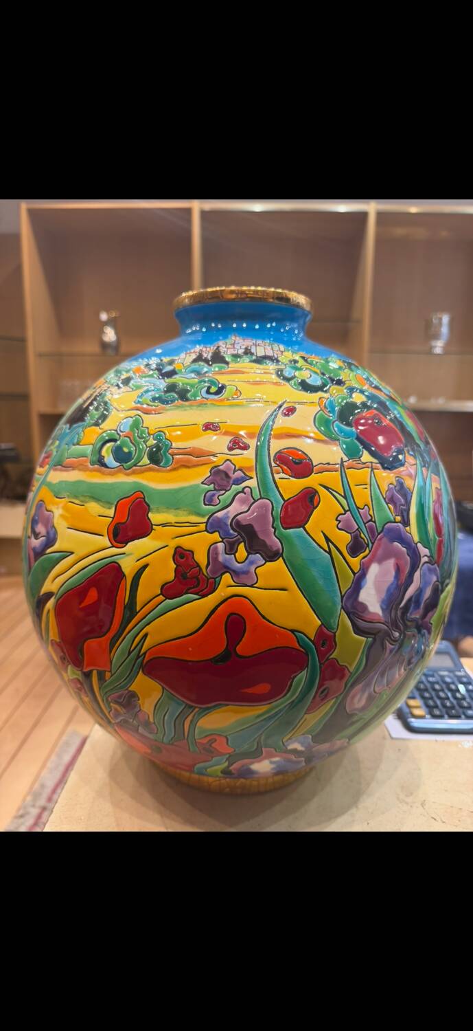 Vase Boule Colonial Émaux de Longwy