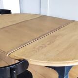 Antique extendable round table with Louis XV style extension