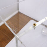Transparent thermoformed plexi coffee table, on wheels