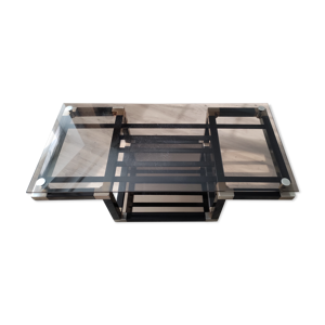 Table basse laiton verre design année 80