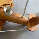 Vintage pine airplane pendant light