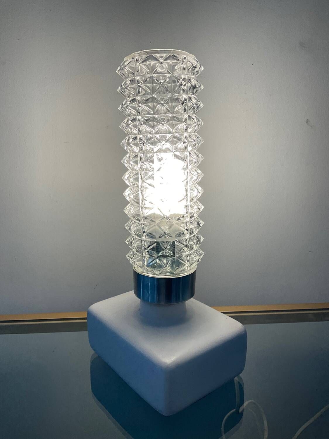 Vintage ceramic and glass lamp from the 70s
