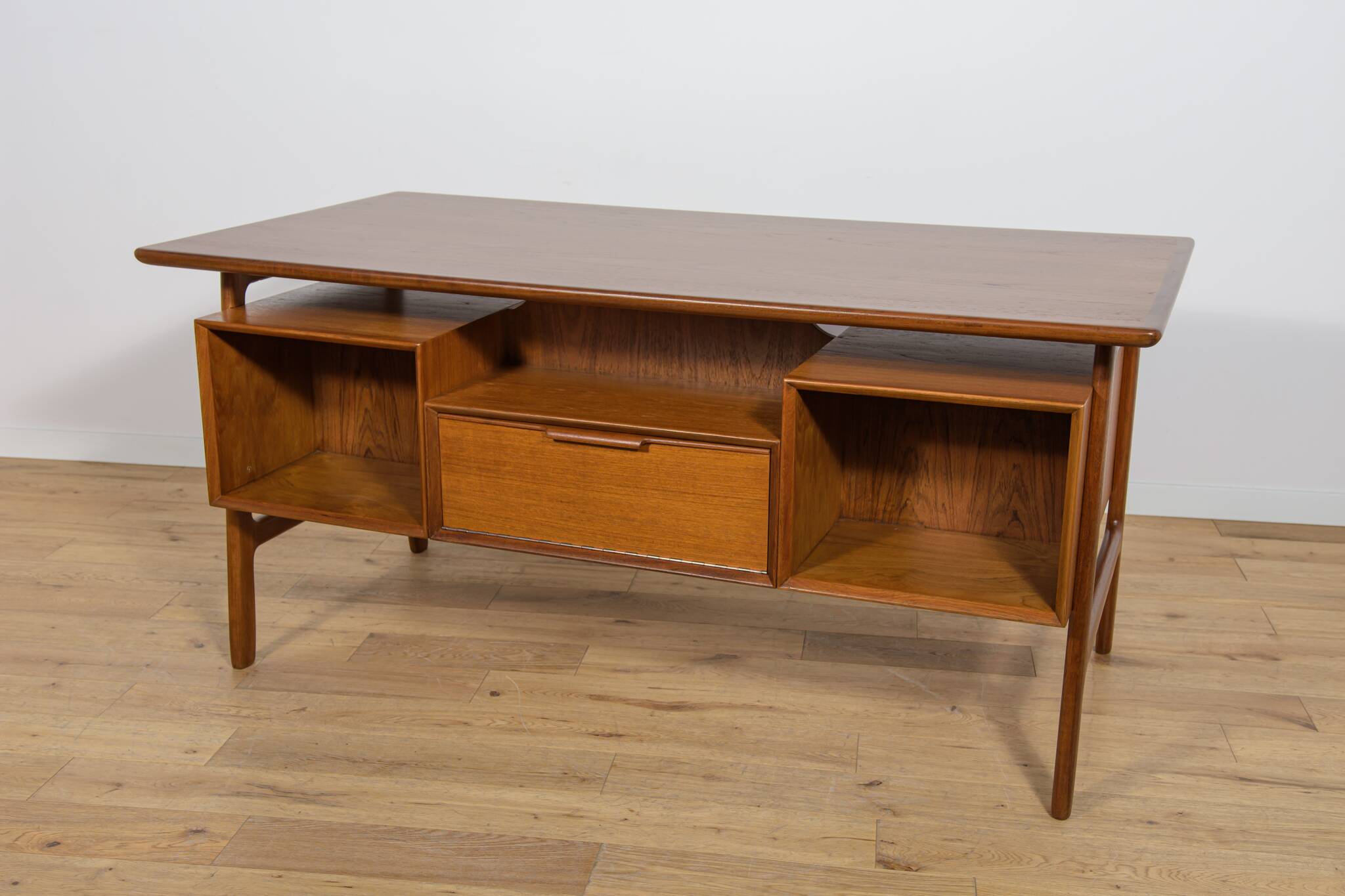 Mid-Century Model 75 Freestanding Teak Desk from Omann Jun, Denmark, 1950s