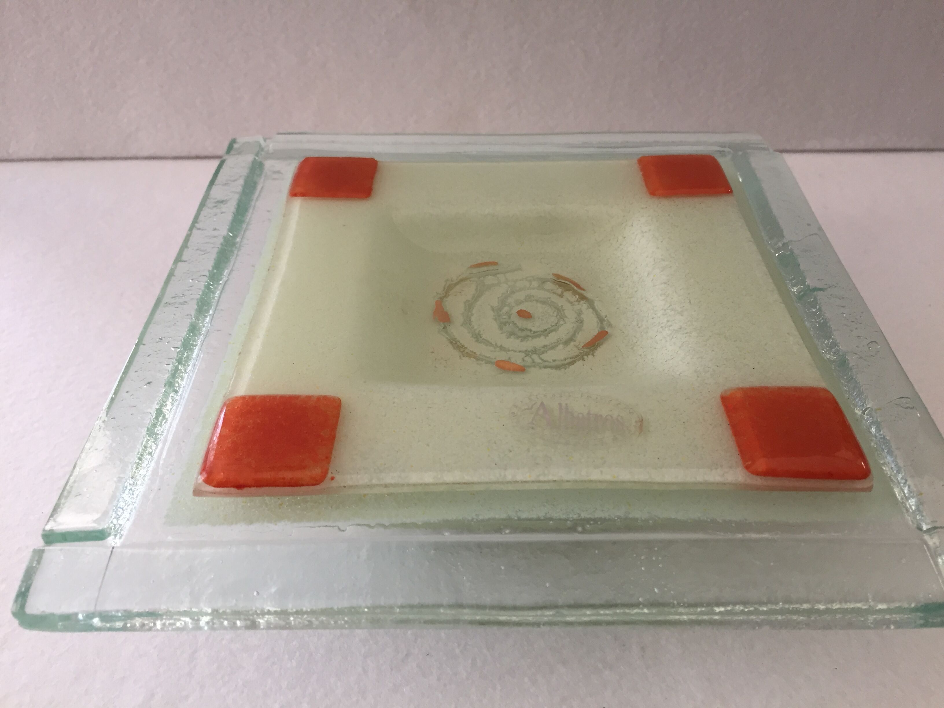 Ashtray & pocket trays melted glass from murano "albatross" venezia italy