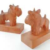 Vintage wooden dog bookends, 1950s-60s.