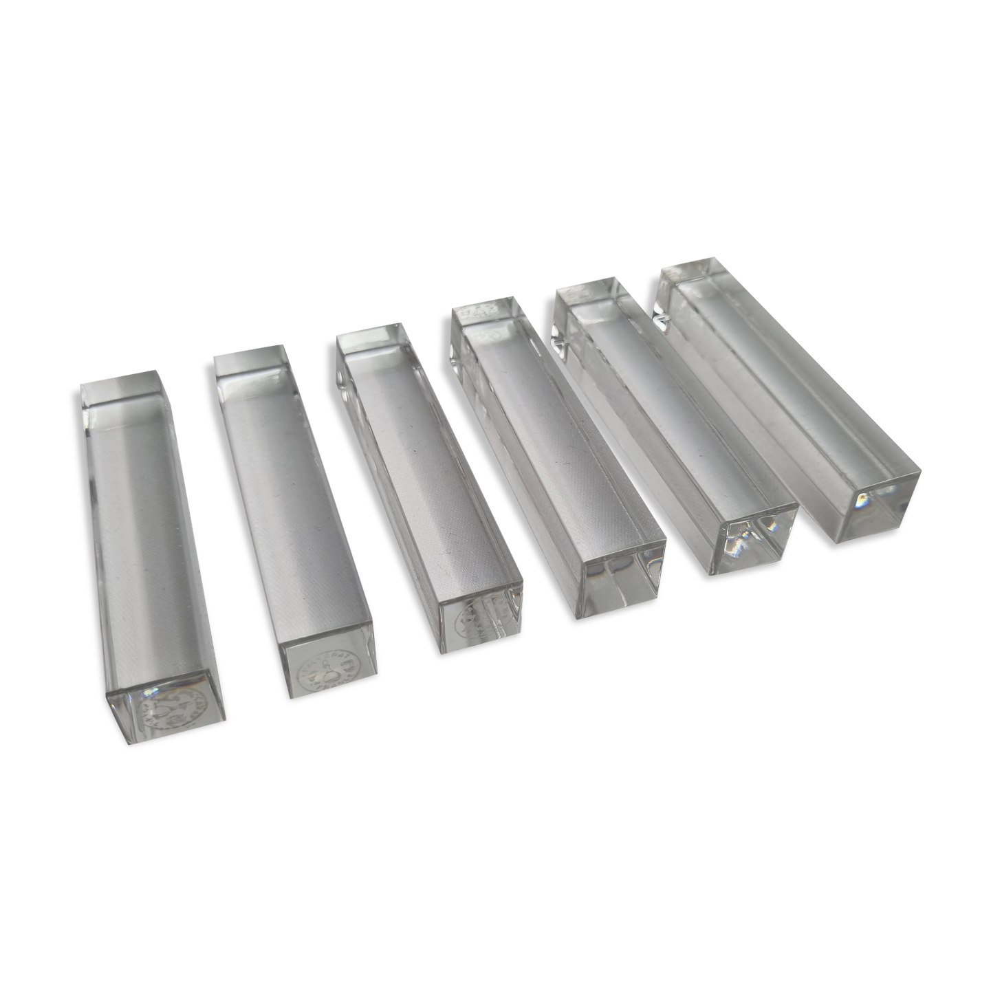 Set of six crystal knife holders, Baccarat, 8 cm