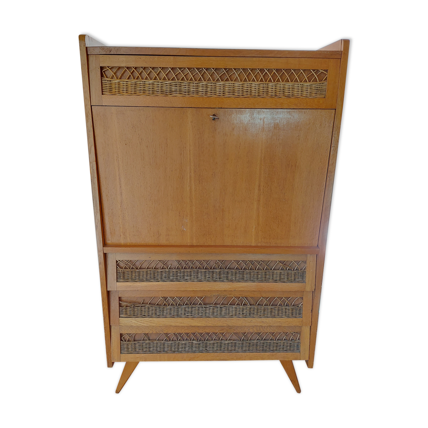 Secretary, drawers with wicker
