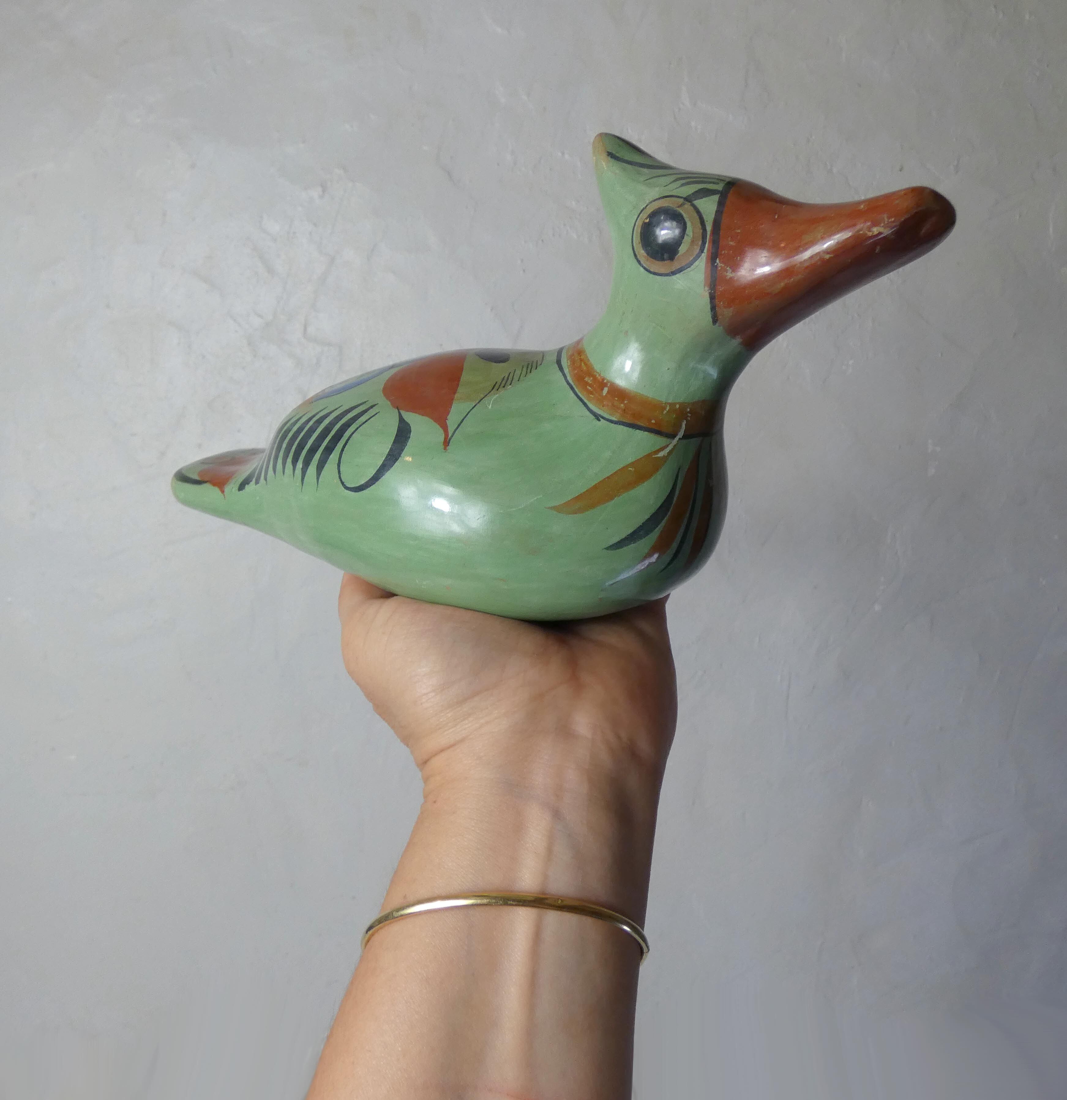 Ancient glazed terracotta mexico bird folk art vintage
