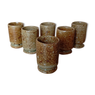 Set of 6 pyrite stoneware liqueur goblets