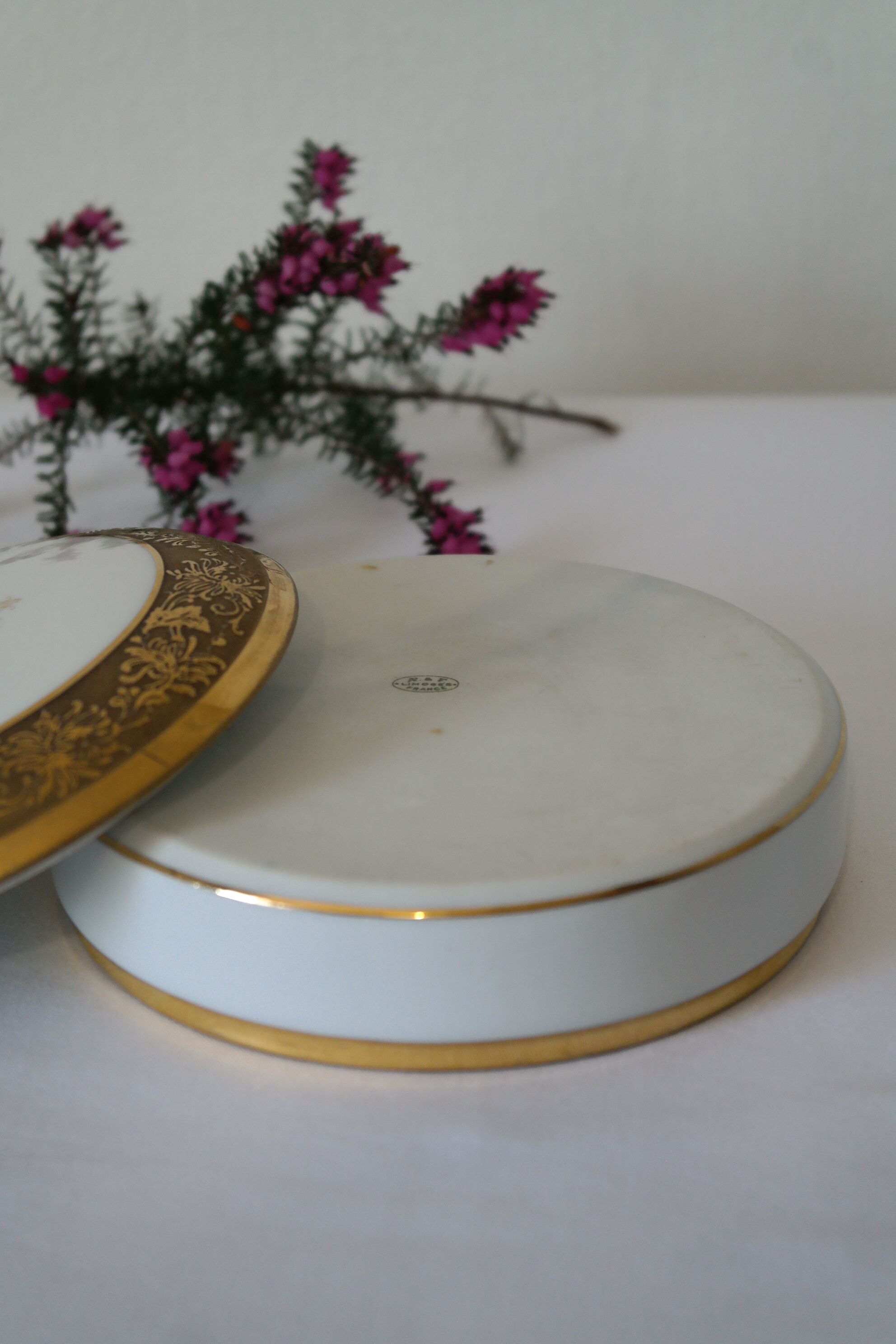 Limoges porcelain round box