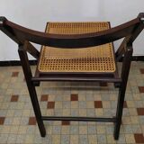 Set of 4 vintage 1970s folding chairs in wood and caning