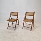 Ensemble de 2 chaises pliantes italiennes en osier, années 1980