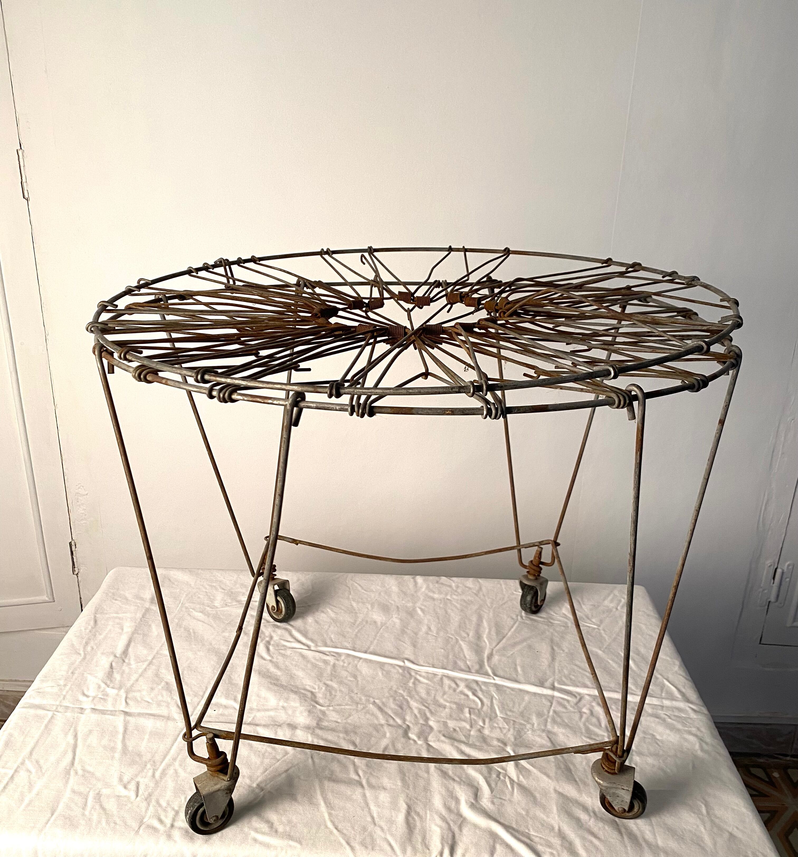 Old vintage foldable laundry basket