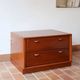 Small piece of furniture with 2 drawers in teak, bedside table or end table.