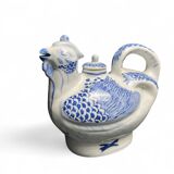 China, hen teapot, white and blue porcelain, 20th century