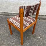 Scandinavian chair Baumann, solid beech wood with light beech and beige burgundy wool.