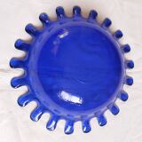 Blue glass salad bowl