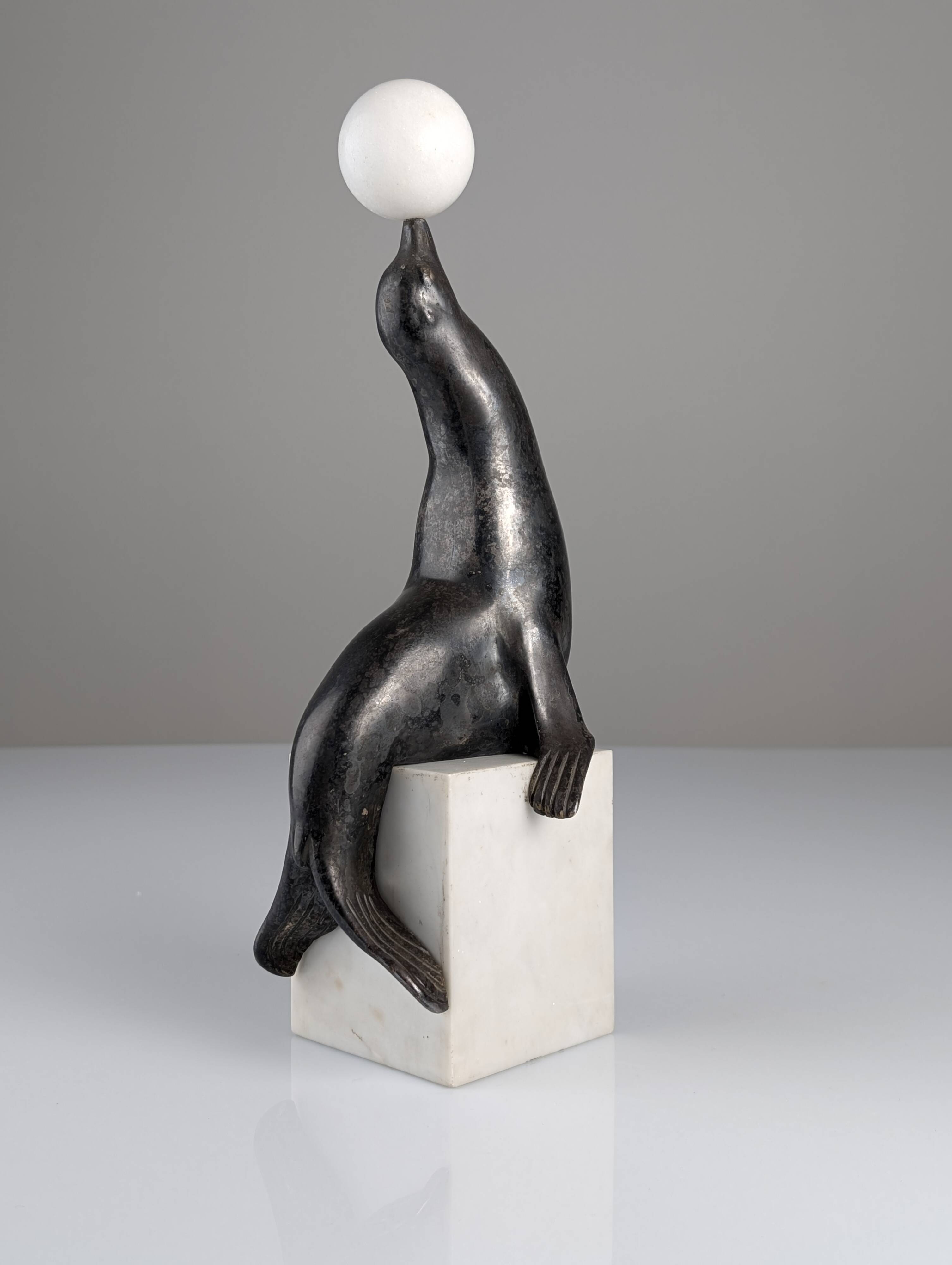 Art Deco sea lion sculpture attributed Marcel-André Bouraine, 1920s