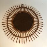 Small Rattan Mirror. French work. Around 1970