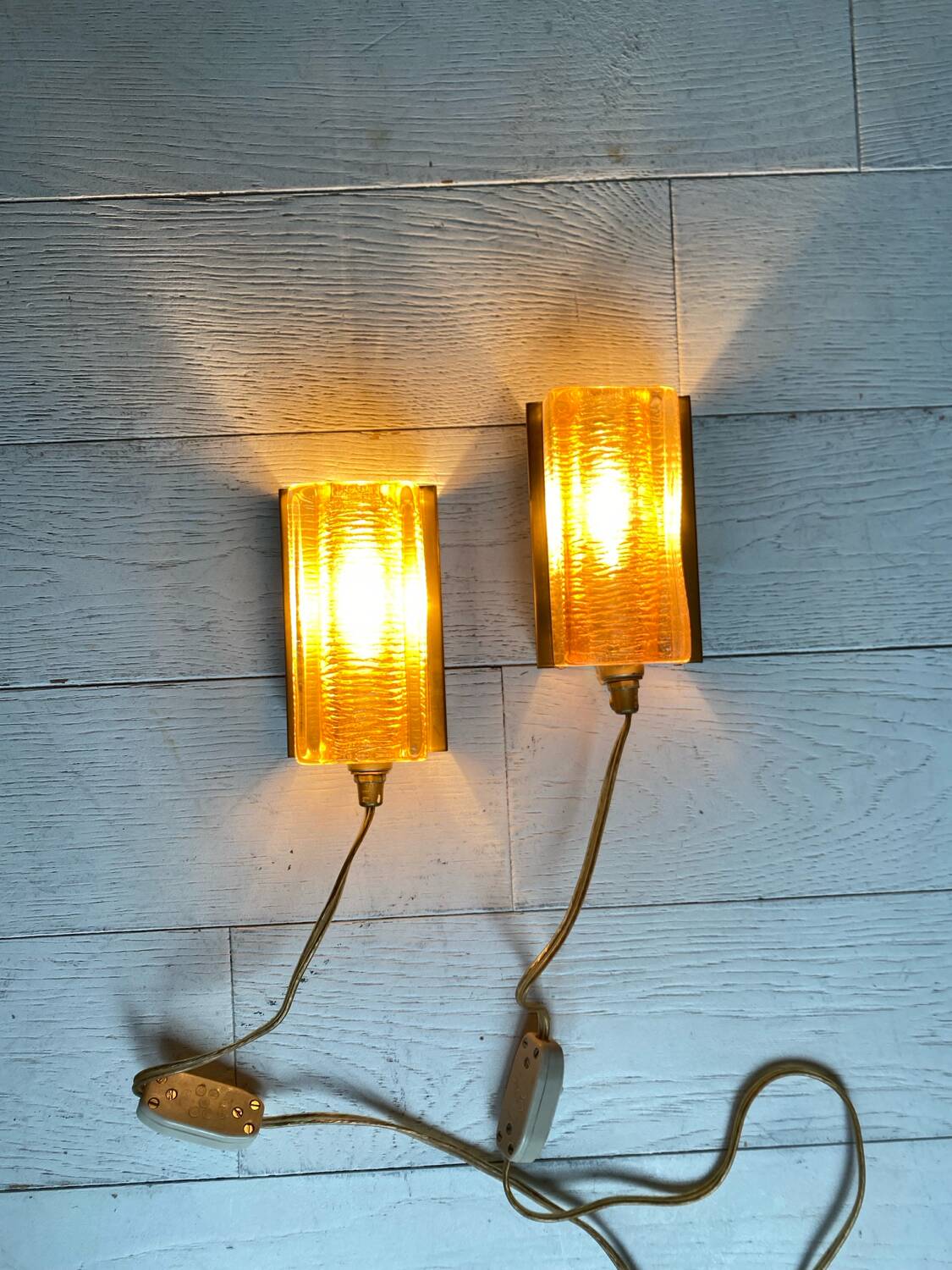 Scandinavian pressed glass wall lights