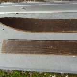 Pair of wooden skis and poles for children