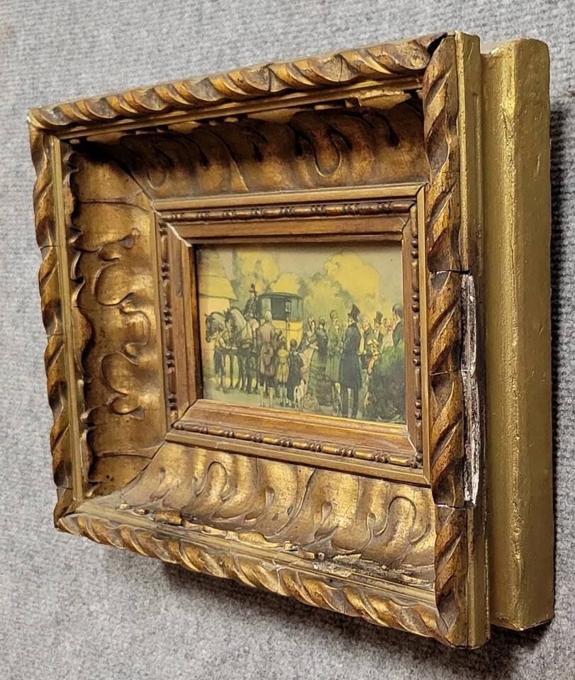 Watercolor painting of an animated scene from the late 19th century