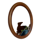Vintage oval mirror in wood and brass