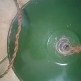 Enamelled, dark green and white sheet metal ceiling