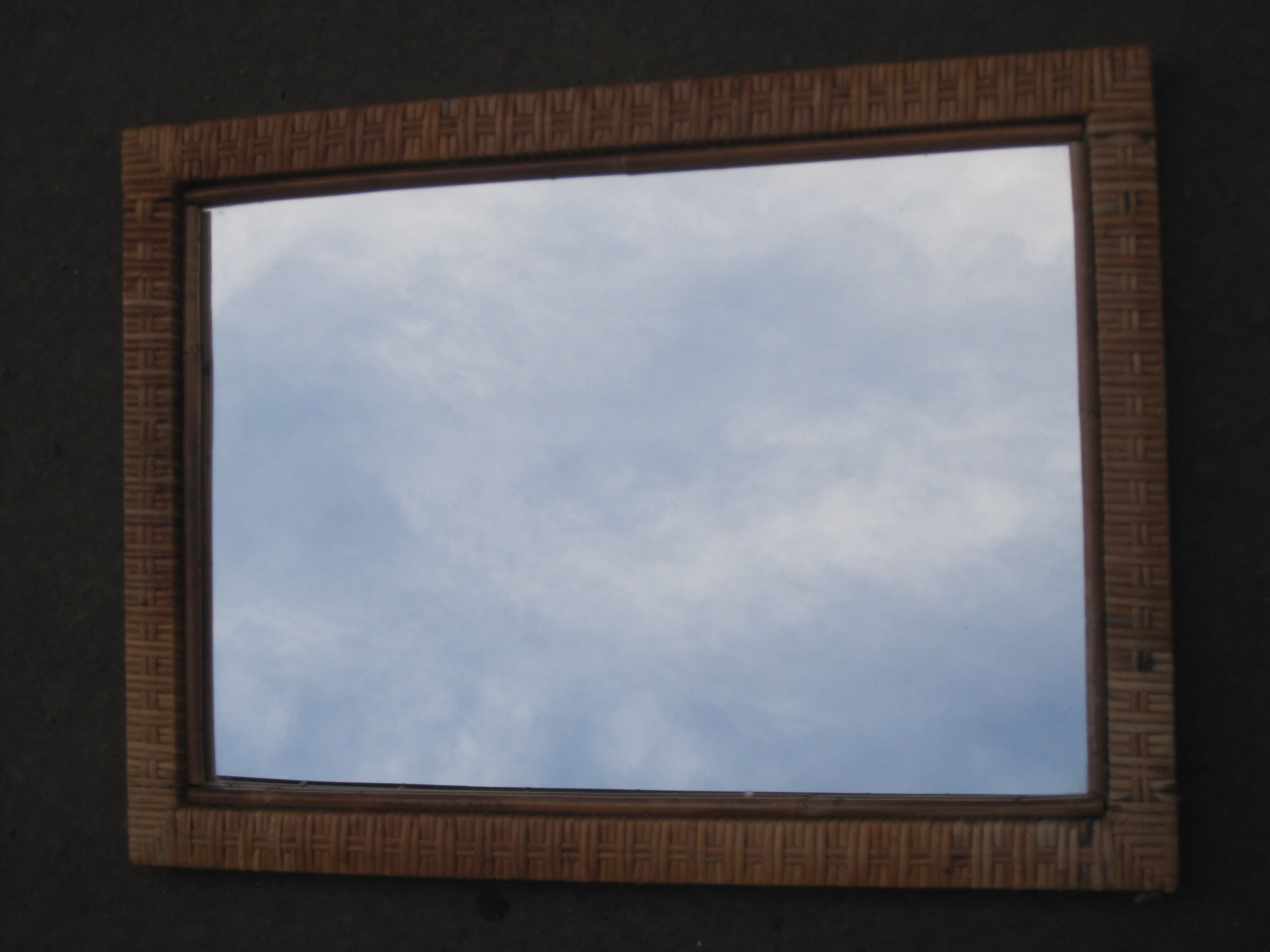 Rectangular mirror in vintage rattan 40x55cm