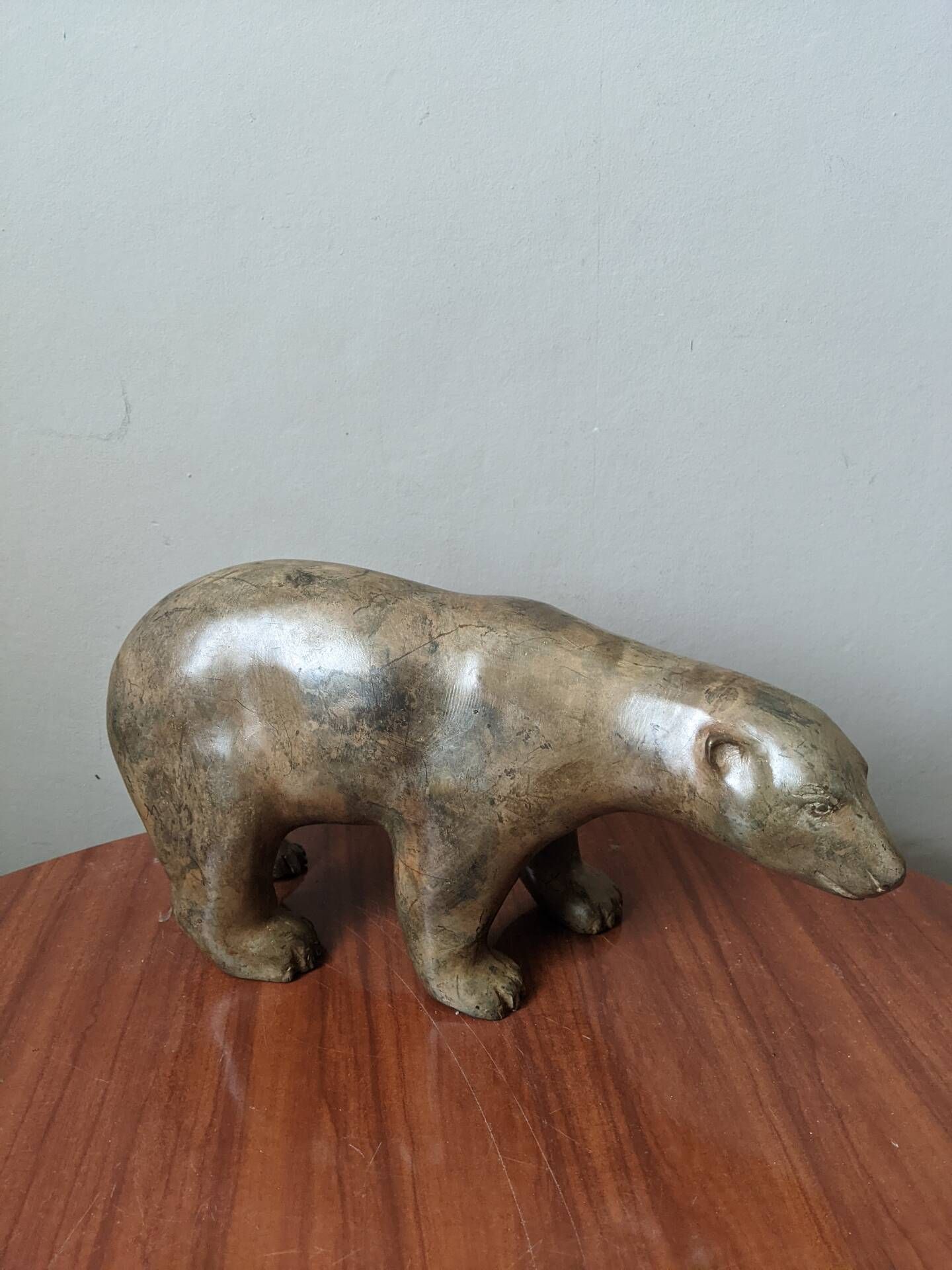 Bronze animal sculpture of a polar bear by Pierre Chenet.