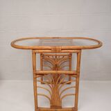 Ensemble table et chaises rotin vintage