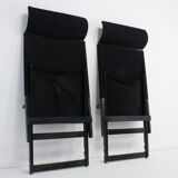 Set of 2 chairs folding Black canvas vintage