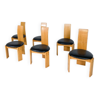 Set of 6 Dining Chairs by Mario Marenco for Mobil Girgi,Italy, 1970s