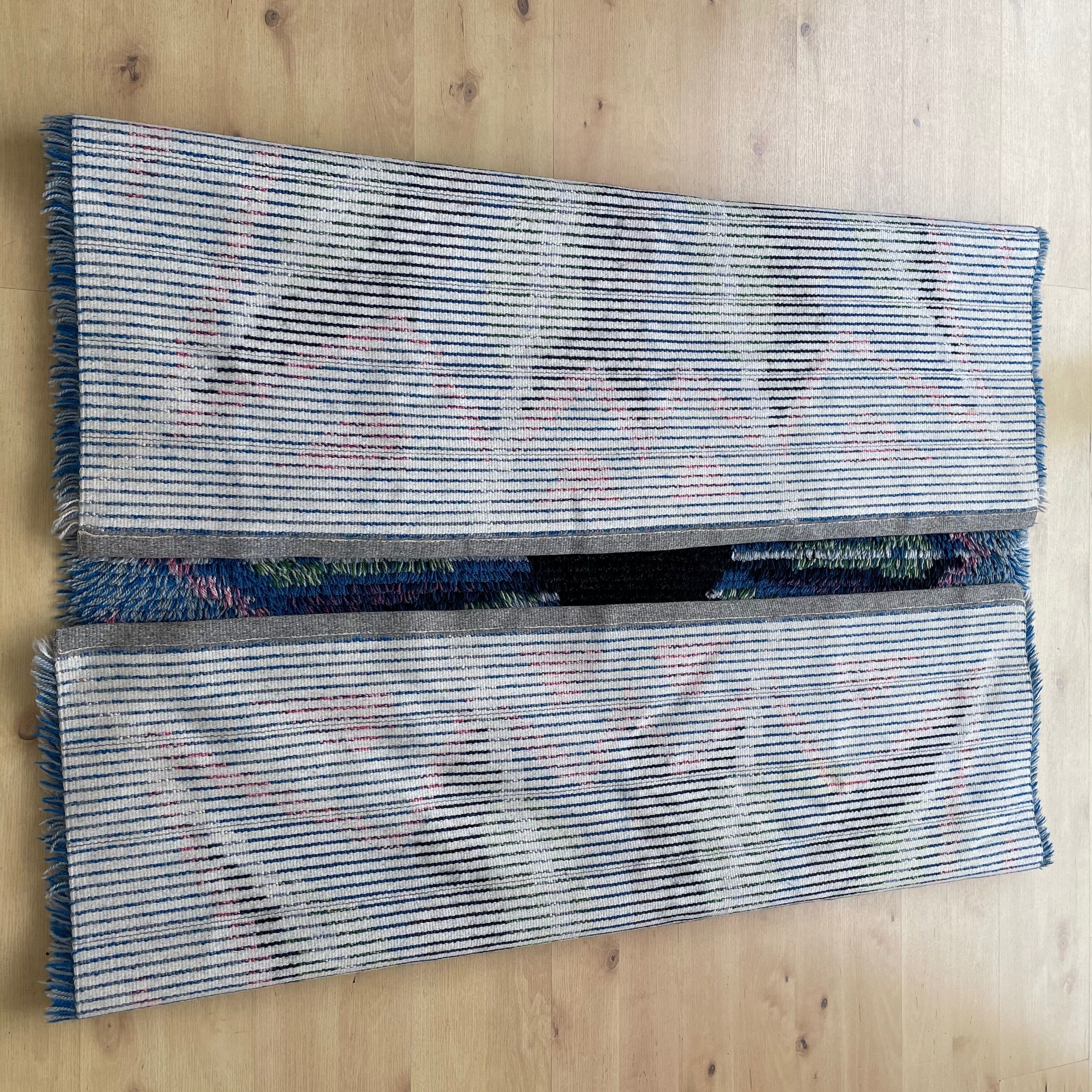 Original ABSTRACT Scandinavian High Pile Pop Art Rya Rug Carpet, Sweden, 1960s 146x201cm