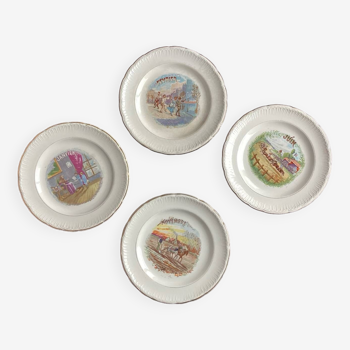 Lot de 4 anciennes assiettes dessert St Amand Mois de l’année