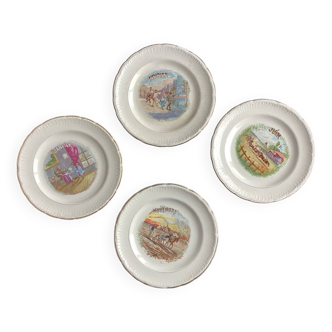 Lot de 4 anciennes assiettes dessert St Amand Mois de l’année