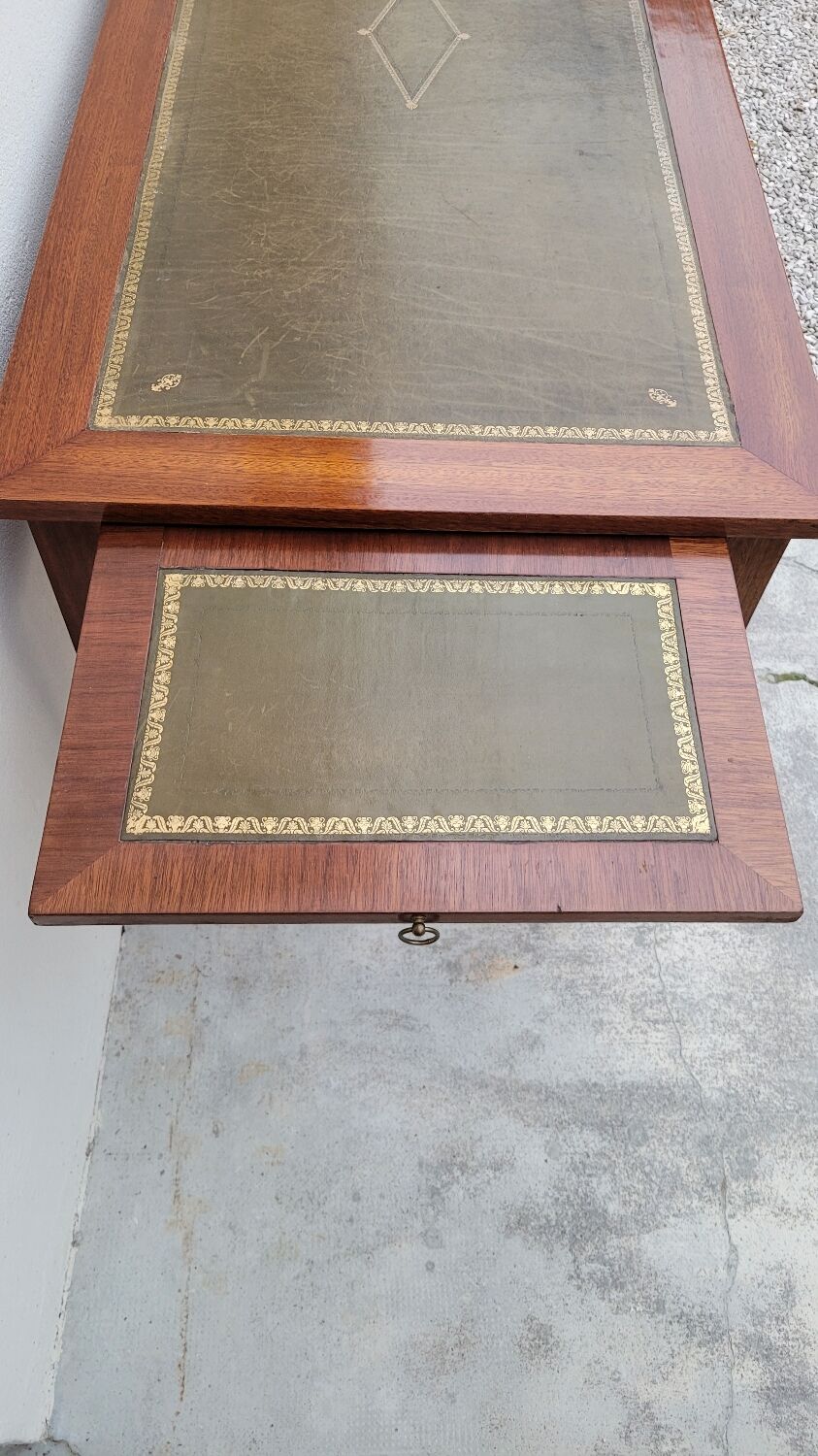 Louis XVI style flat desk in 19th century mahogany