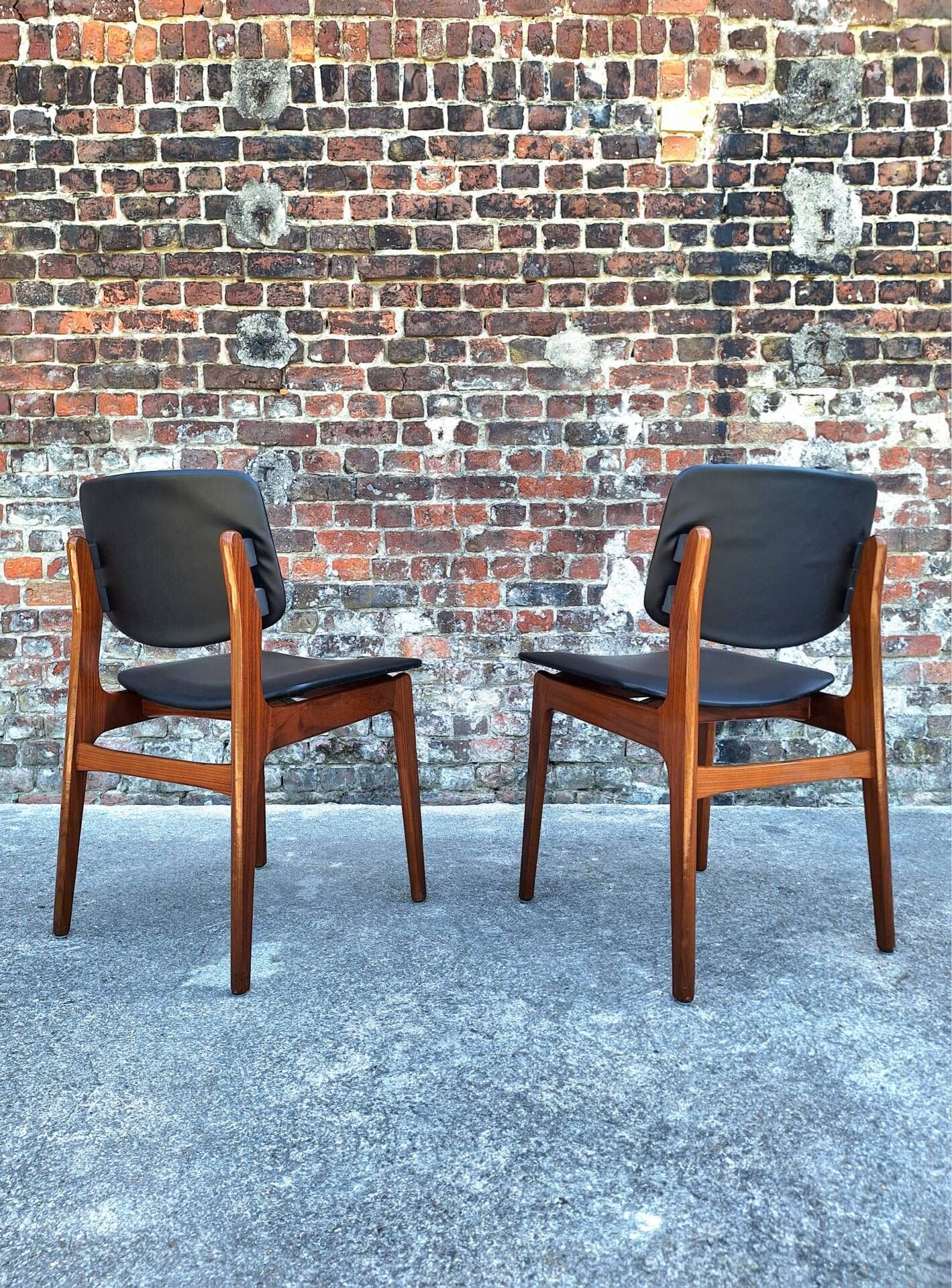 Pair of vintage Scandinavian chairs, antique seating furniture.