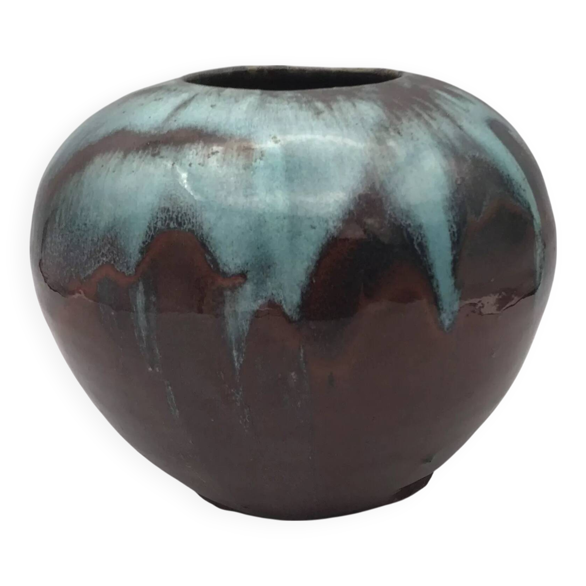 Vase ball in sandstone from saint amand en puisaye carriès school eugène lion