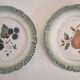 2 plates slip f.f pexonne in opaque porcelain