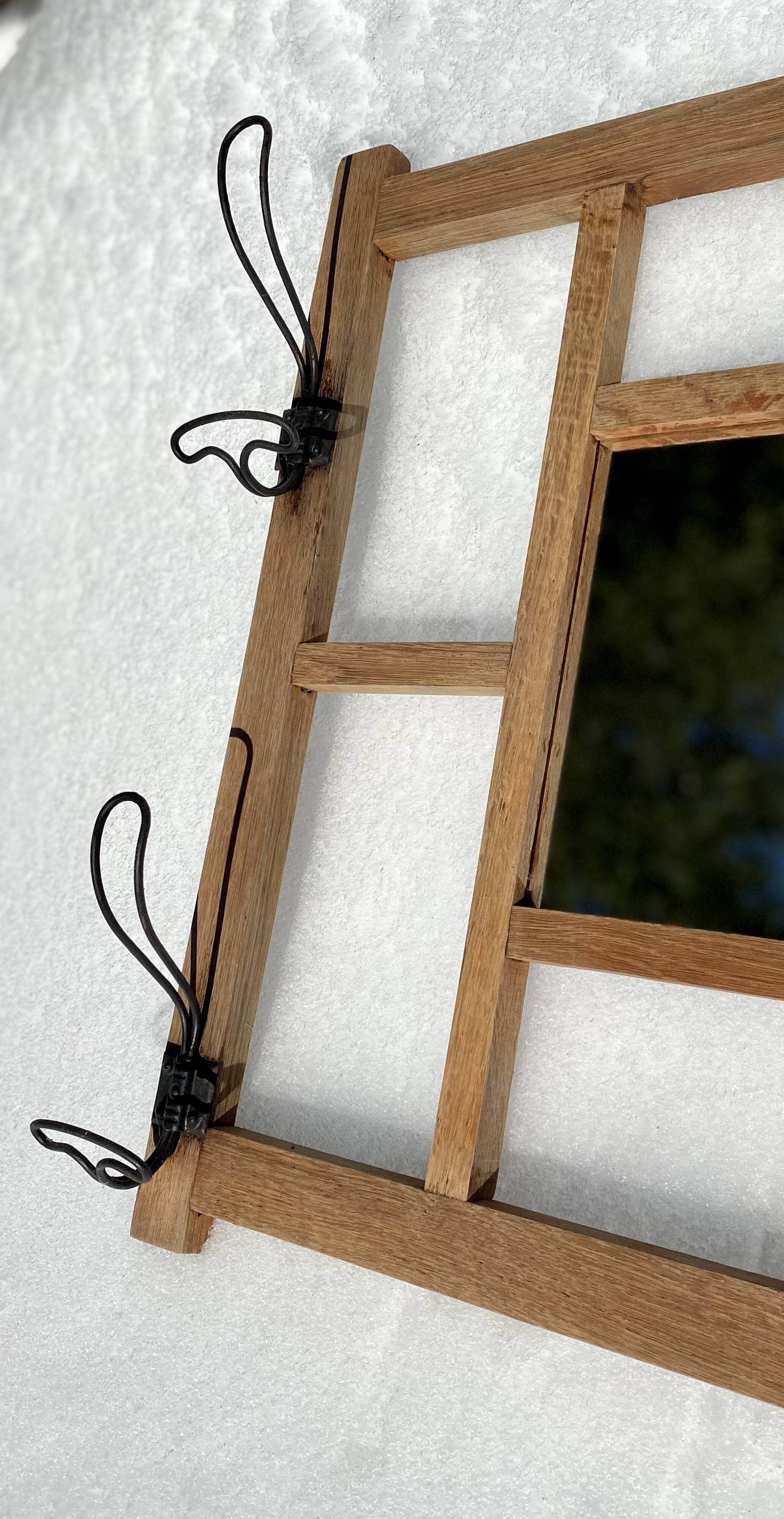 Vintage 1940s modernist mirror coat rack